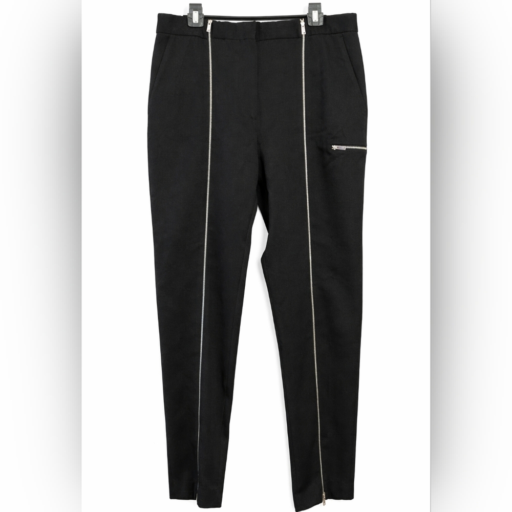 EUC Size 10 Victoria Beckham Black Wool Zip Detail Pants